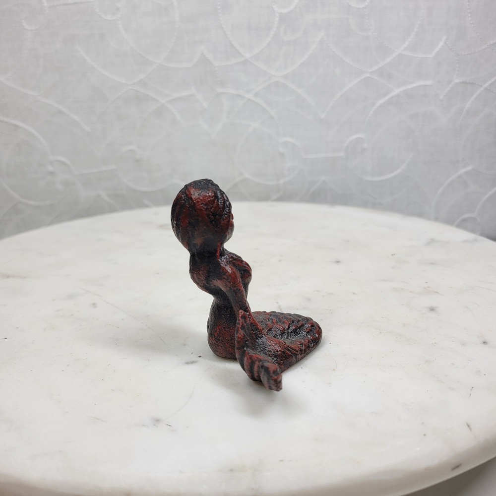 Vintage Heavy Cast Iron Mermaid Figurine 2.5" Nautical Coastal Decor Whimsigoth - Picture 6 of 10
